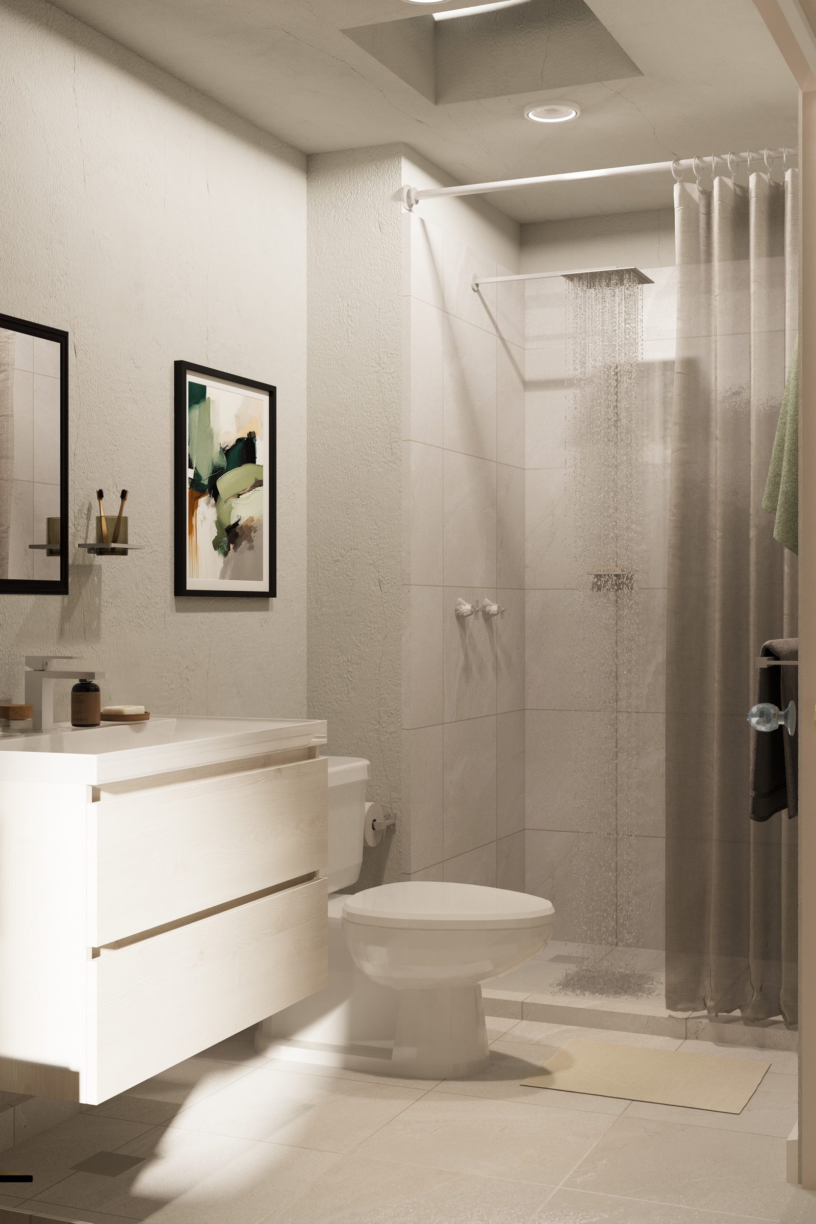 Baño con regadera, Casa Zafiro