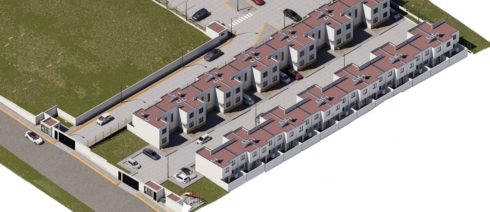 Privada de Casa Zafiro con las 26 casas numeradas para elegir